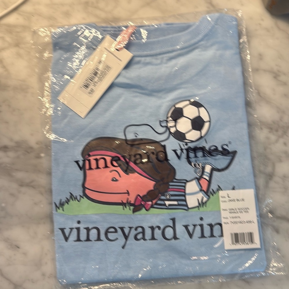 New in bag vineyard vines girls large soccer tshirt